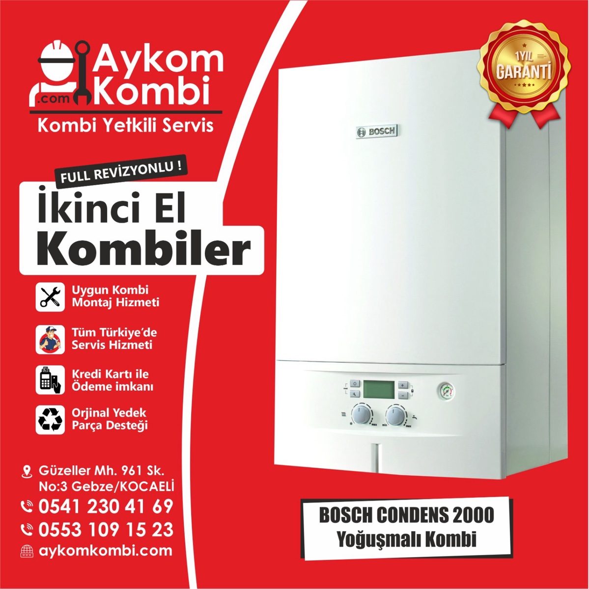 BOSCH CONDENS 2000 - Revizyonlu 1 Yıl Garantili İkinci El Kombi